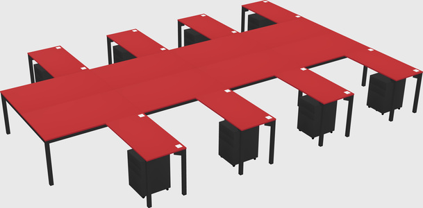 Shared l-shaped desk