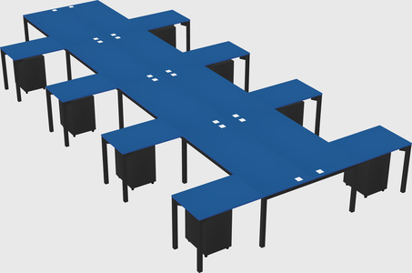 Shared l-shaped desk