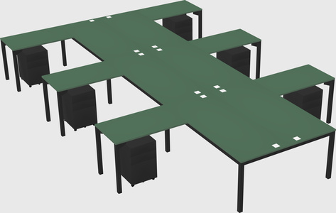 Shared l-shaped desk