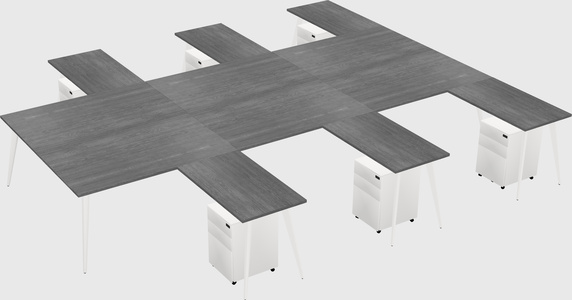 Shared l-shaped office desk system