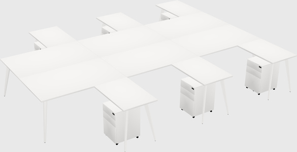 Shared l-shaped office desk system