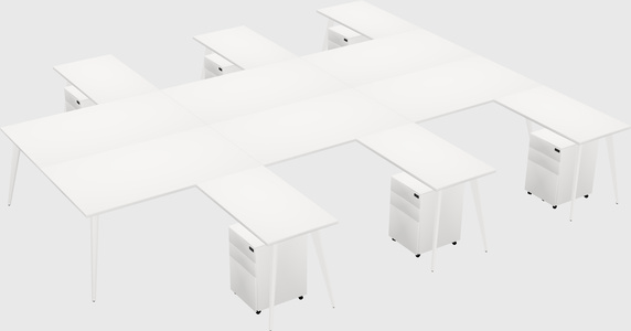 Shared l-shaped office desk system