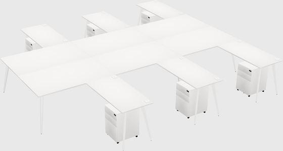 Shared l-shaped office desk system