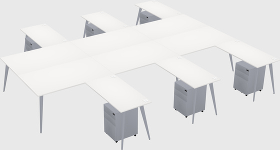 Shared l-shaped office desk system