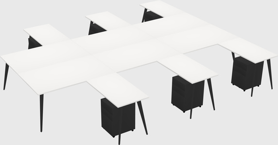 Shared l-shaped office desk system