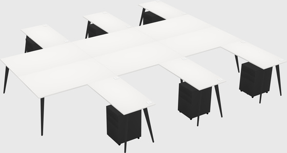 Shared l-shaped office desk system