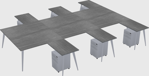 Shared l-shaped office desk system