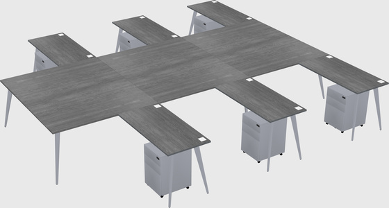 Shared l-shaped office desk system