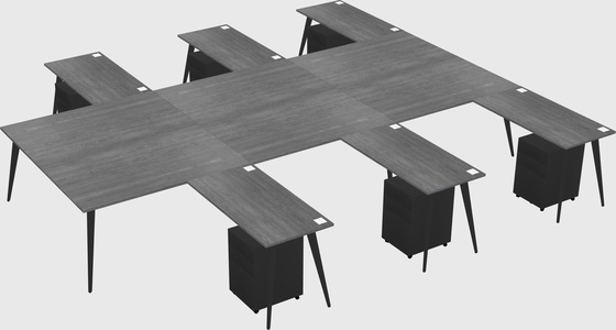 Shared l-shaped office desk system