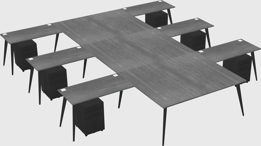 Shared l-shaped office desk system