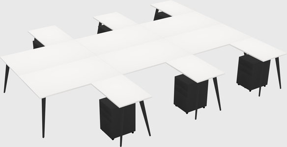 Shared l-shaped office desk system