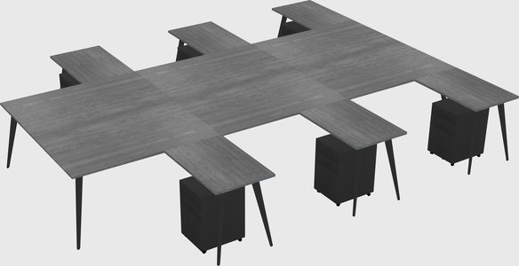 Shared l-shaped office desk system