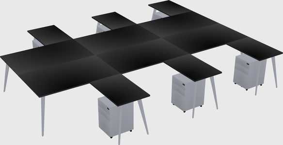 Shared l-shaped office desk system