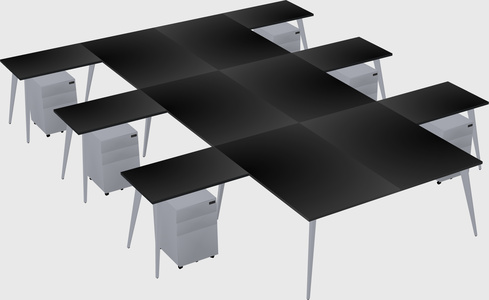 Shared l-shaped office desk system