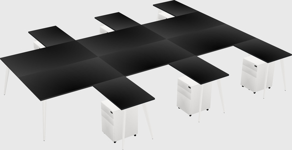Shared l-shaped office desk system