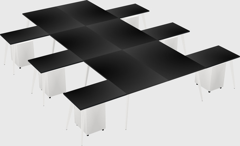 Shared l-shaped office desk system