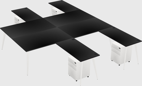 Shared l-shaped office desk system