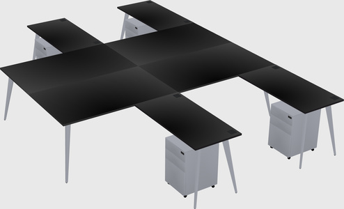 Shared l-shaped office desk system