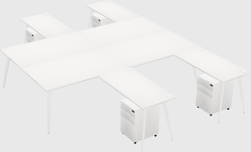 Shared l-shaped office desk system