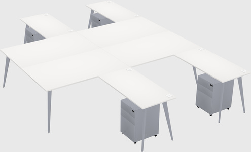 Shared l-shaped office desk system