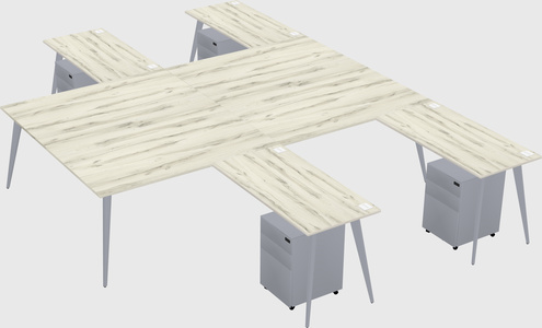 Shared l-shaped office desk system