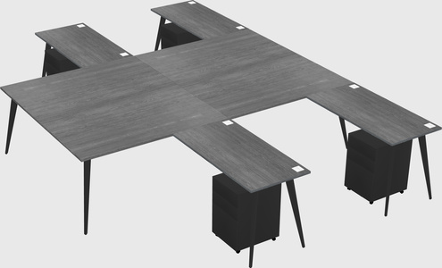 Shared l-shaped office desk system
