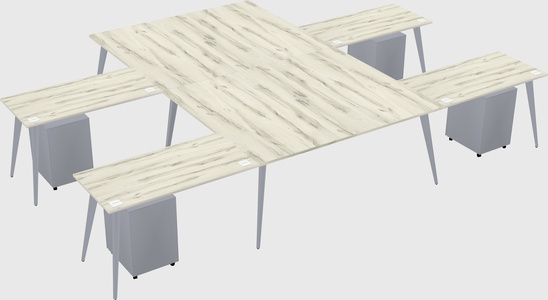 Shared l-shaped office desk system