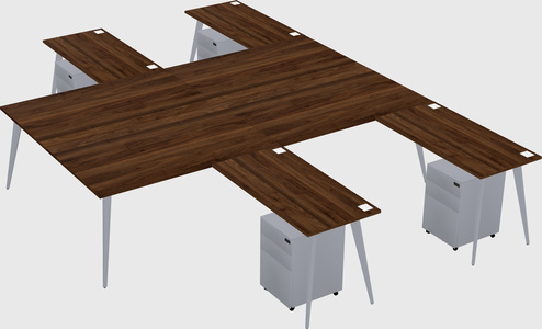 Shared l-shaped office desk system