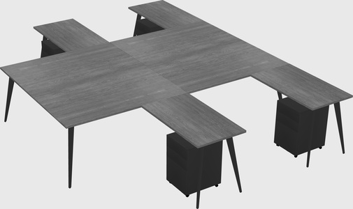 Shared l-shaped office desk system