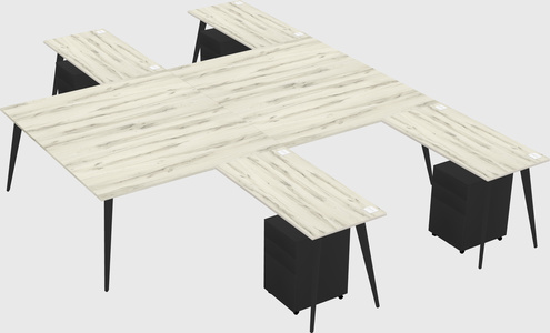 Shared l-shaped office desk system