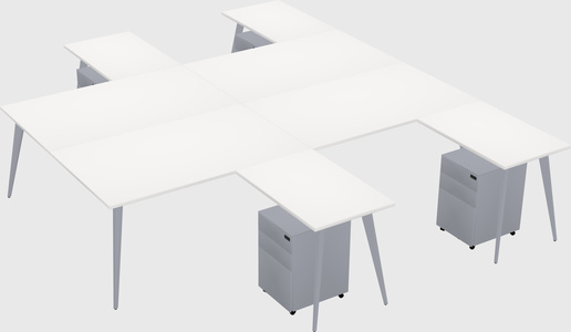 Shared l-shaped office desk system
