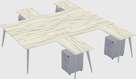 Shared l-shaped office desk system