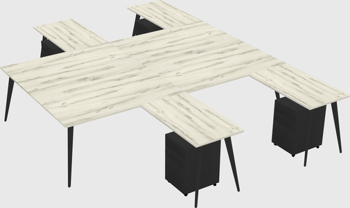 Shared l-shaped office desk system