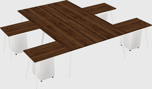 Shared l-shaped office desk system