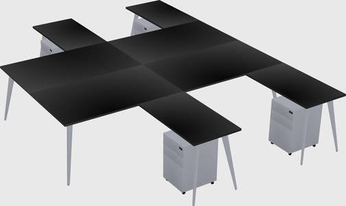 Shared l-shaped office desk system