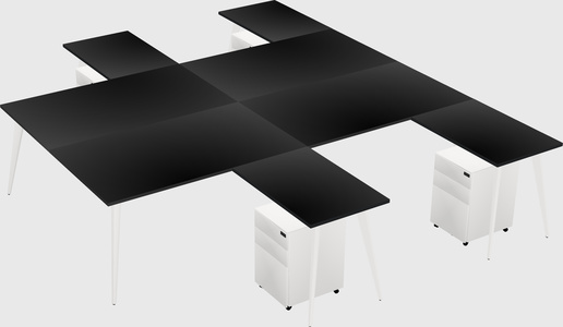 Shared l-shaped office desk system