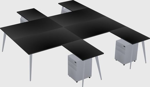 Shared l-shaped office desk system