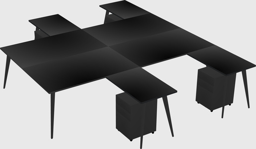 Shared l-shaped office desk system