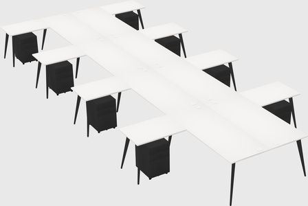 Shared l-shaped office desk system