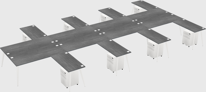 Shared l-shaped office desk system