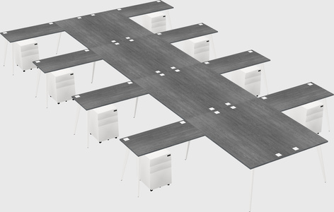 Shared l-shaped office desk system