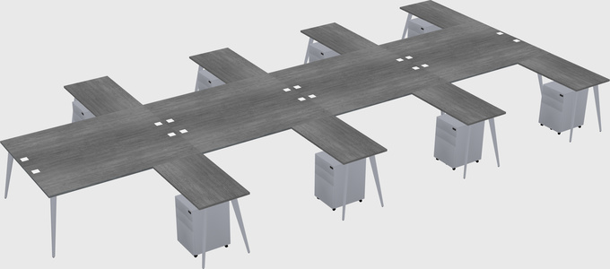 Shared l-shaped office desk system