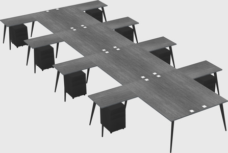 Shared l-shaped office desk system