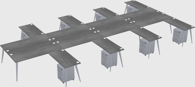 Shared l-shaped office desk system