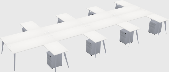 Shared l-shaped office desk system