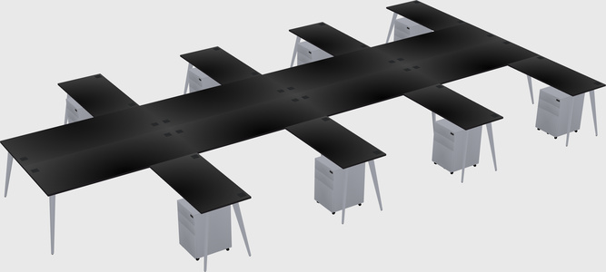 Shared l-shaped office desk system