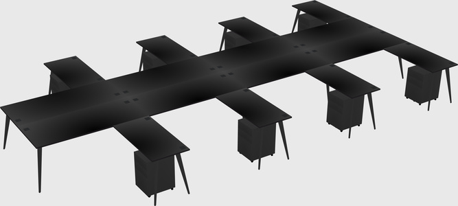 Shared l-shaped office desk system