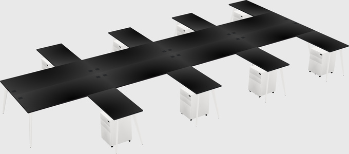 Shared l-shaped office desk system