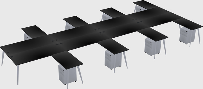 Shared l-shaped office desk system