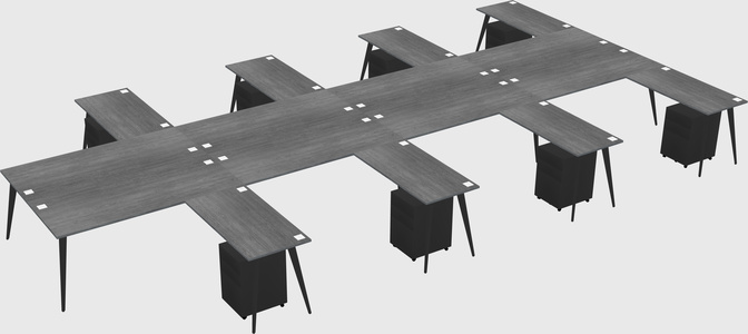 Shared l-shaped office desk system